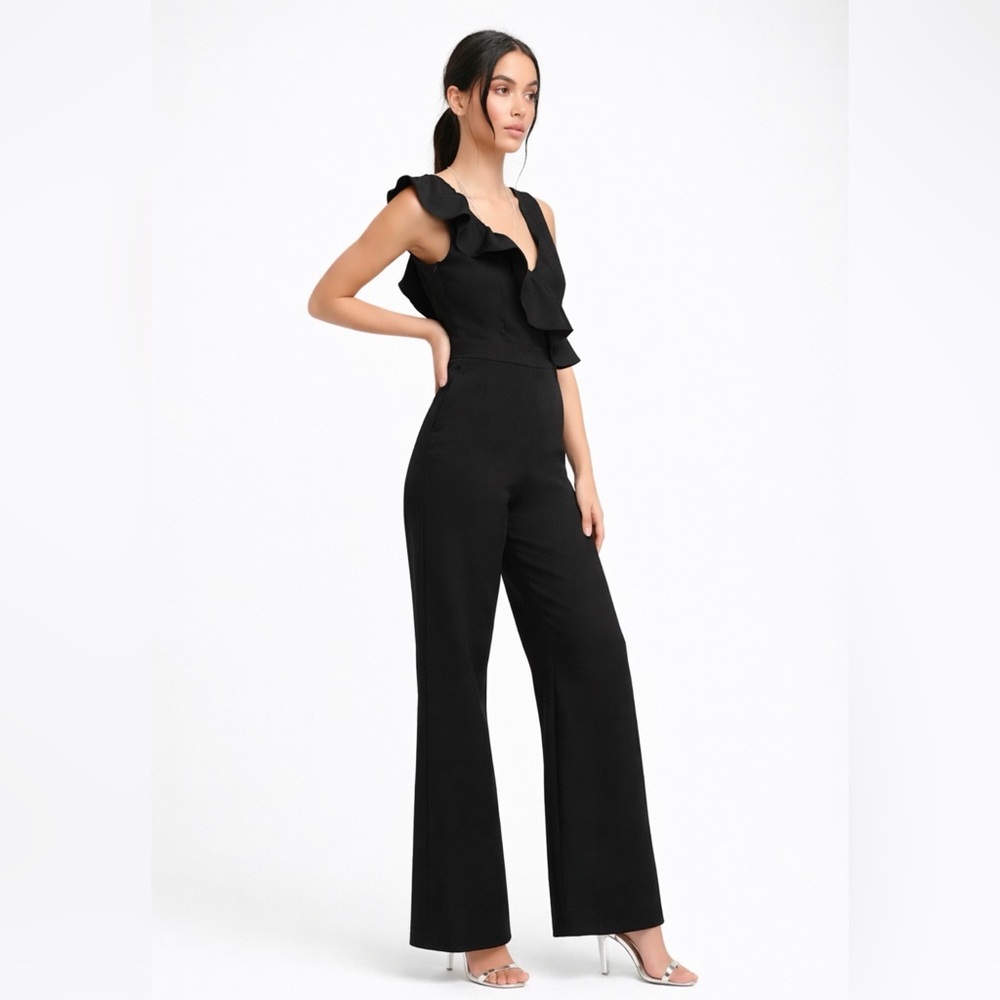 Kensie Jumpsuit Black Ruffle Sleeveless S